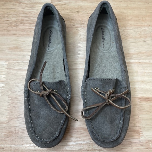 Eddie Bauer Women's Suede Moccasin Loafers Gray Slip On Shoes Size 7 - Picture 2 of 11